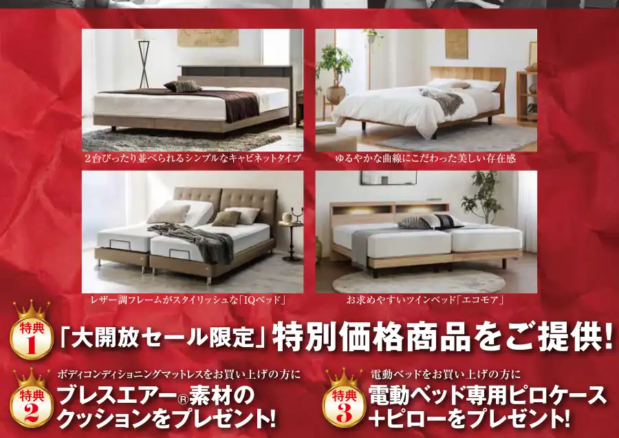 6工場展示場スペシャル大開放セール　DM　フランスベッド　全国一斉企画