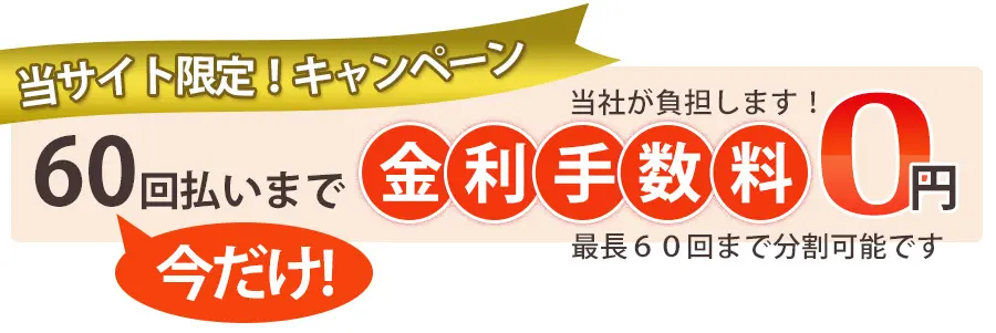 60回払い金利手数料無料