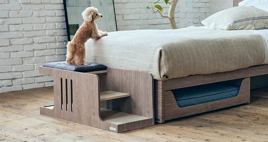 フランスベッド　ペット専用家具　PE-01 ペットステップベンチ　ベッドに上がる階段　猫　犬