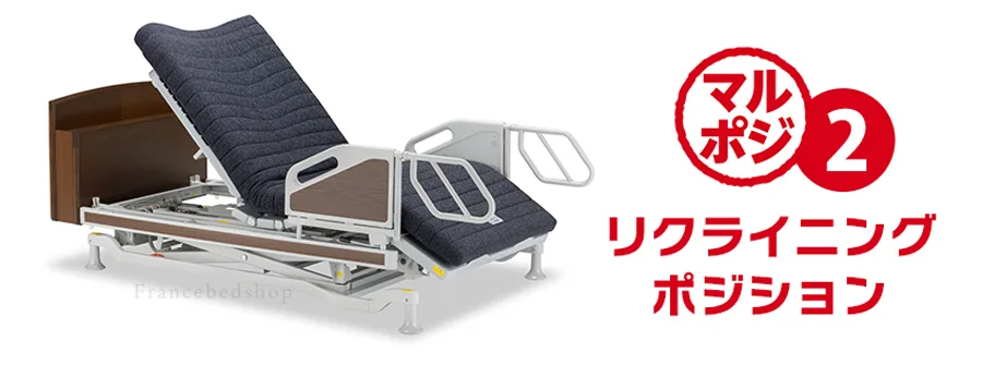 フランスベッド　マルチポジションベッド　電動リクライニング　離床支援　立ち上がり支援　座位が安定するベッド　座れるベッド　リクライニングポジション