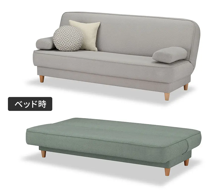フランスベッド　ネージュ　寝心地の良いソファーベッド　ベッドスプリング採用　ボンネルコイル　ナチュラル　シングルサイズ　ワイドシングルサイズ　収納付きレッグタイプ